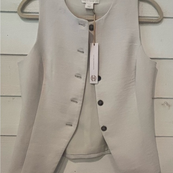 House of Harlow 1960 NWT Cream Sleeveless button down vest in size 6 - Picture 7 of 11